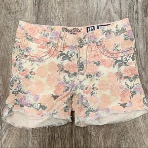 Miss Me Cargo Pink Rose Floral Raw Hem Shorts 16